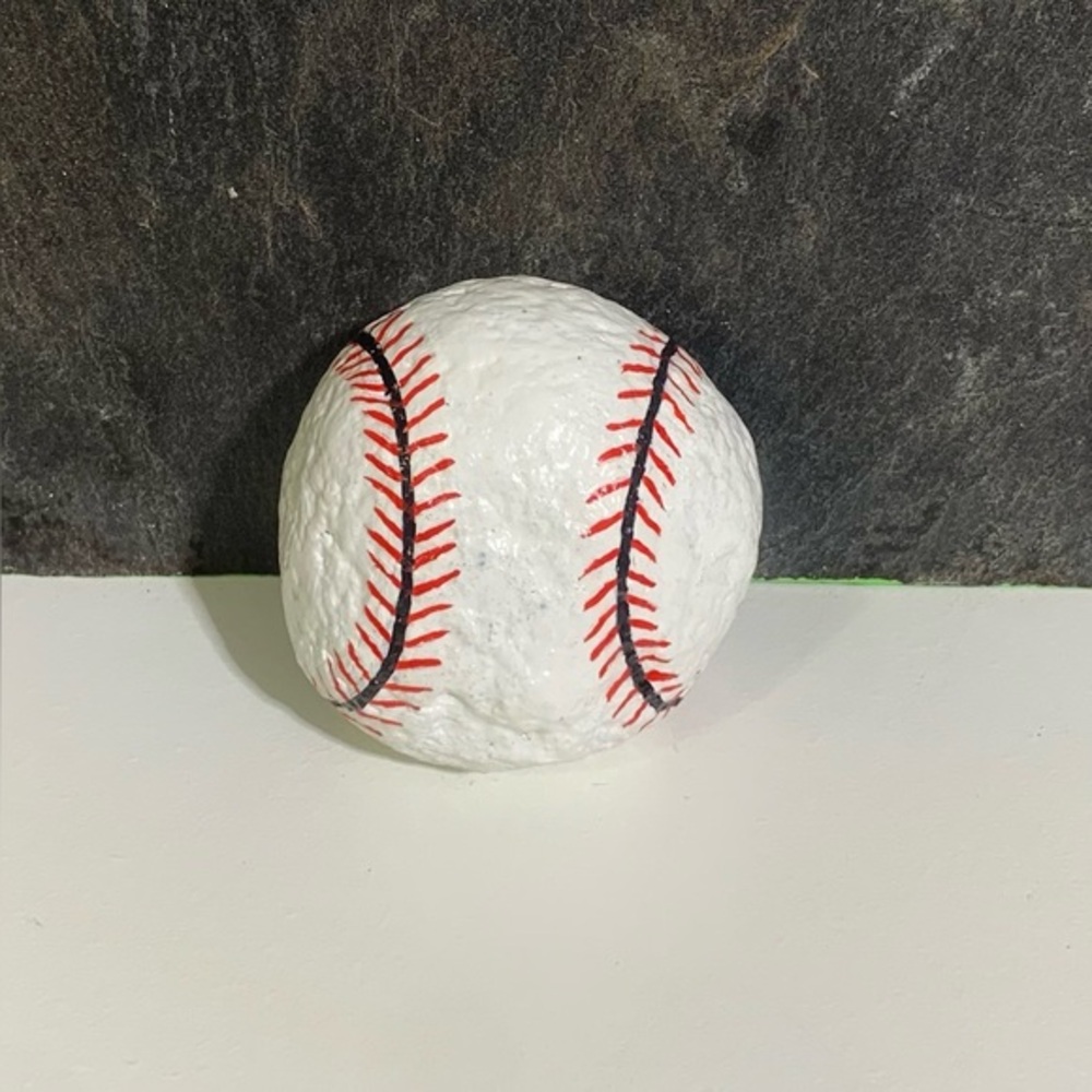 Hand Painted Rock Baseball‎ Acrylic Paint